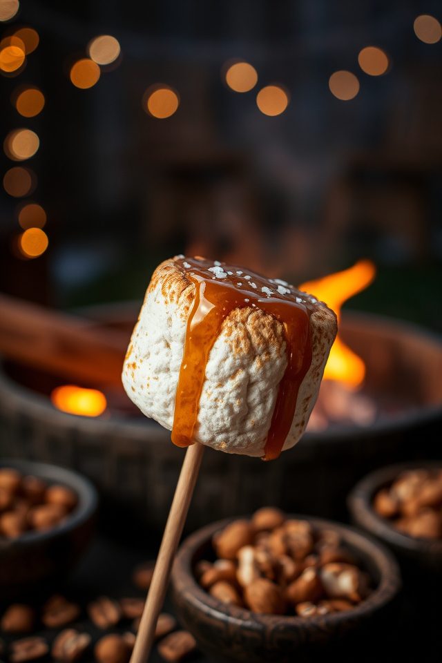 caramel drizzled toasted marshmallows