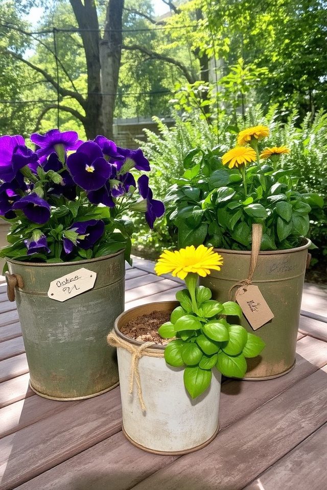 charming vintage bucket planters