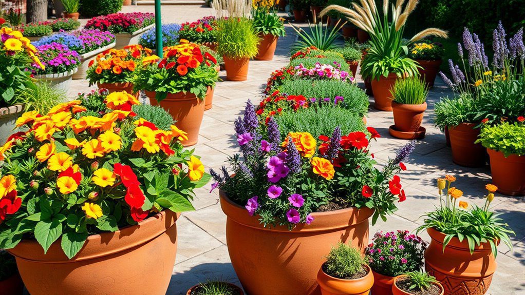 colorful container garden arrangements