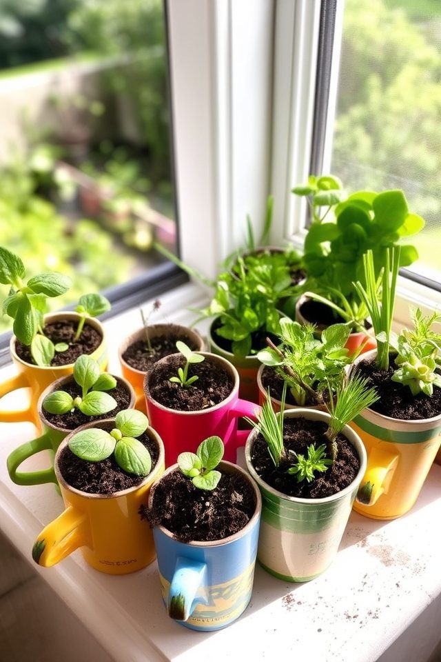colorful cup planters sustainability