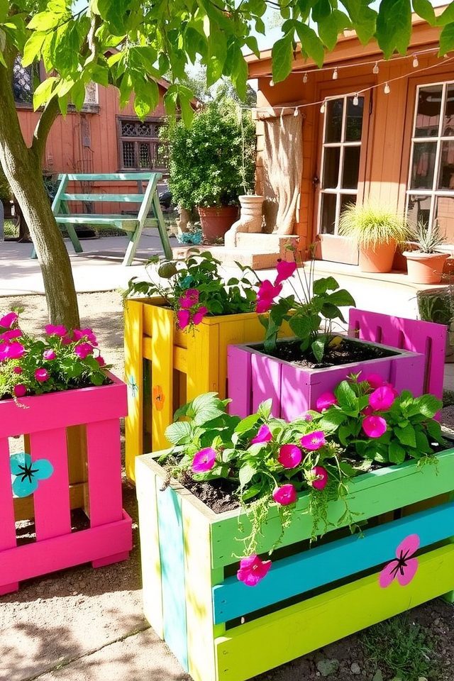 colorful eco friendly pallet planters
