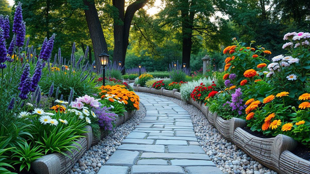 colorful flower garden pathway