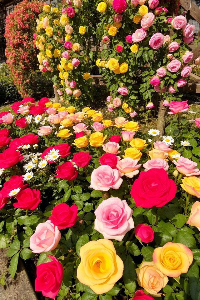 colorful rose garden border