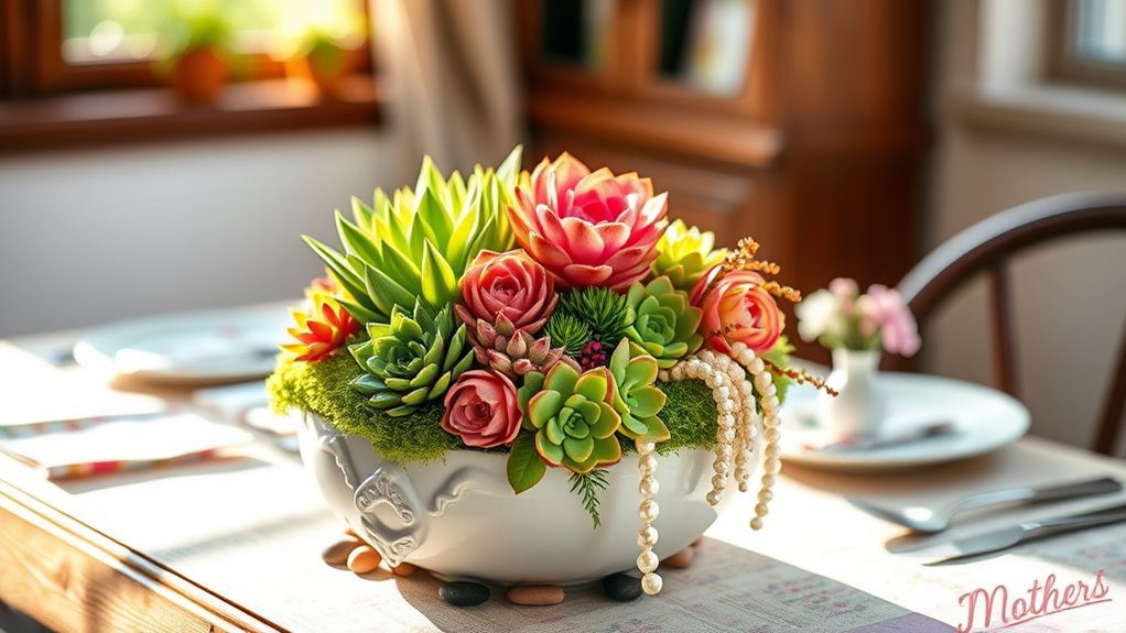 colorful succulent centerpiece creation