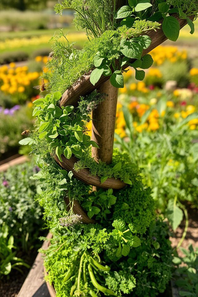 compact spiral herb garden