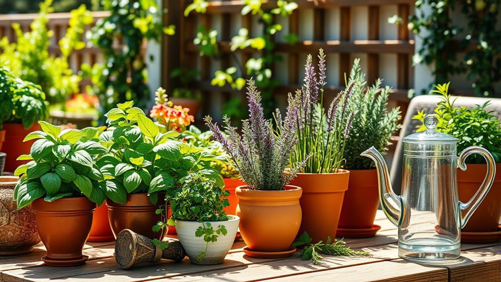container herb garden care
