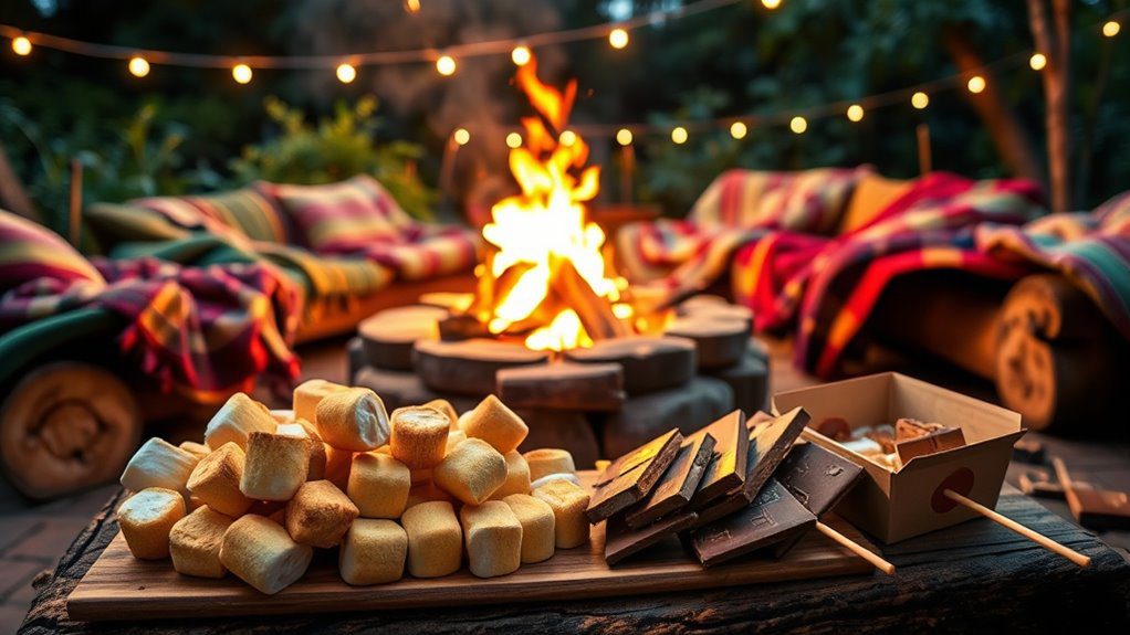 cozy campfire s mores night