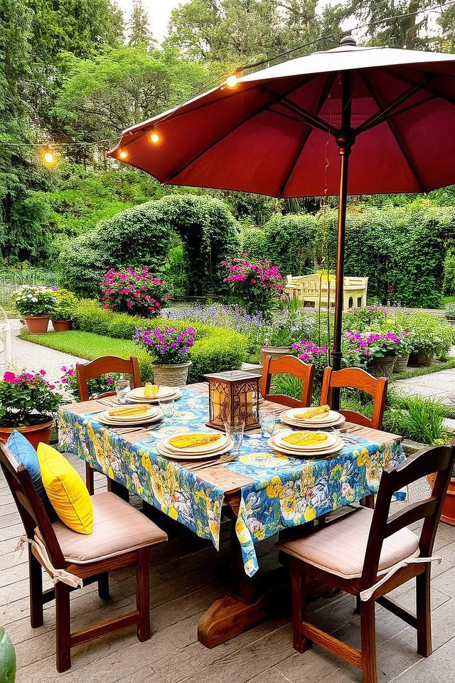 cozy outdoor dining setup