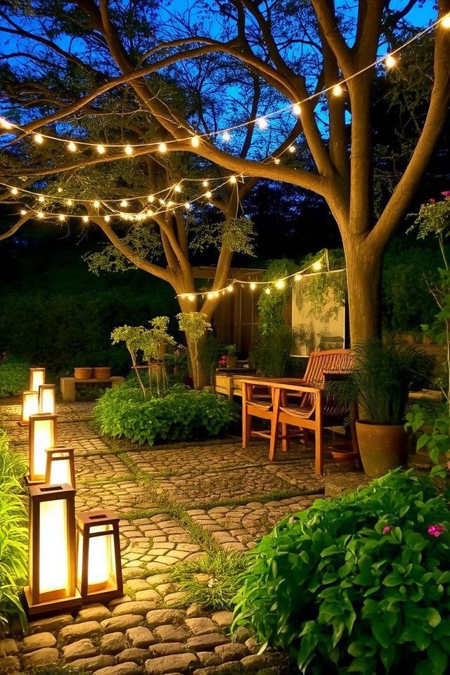 cozy scandinavian garden lighting