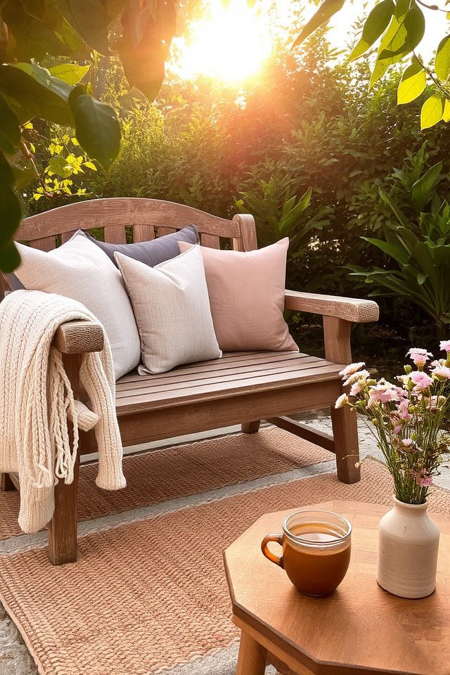 cozy textiles enhance garden