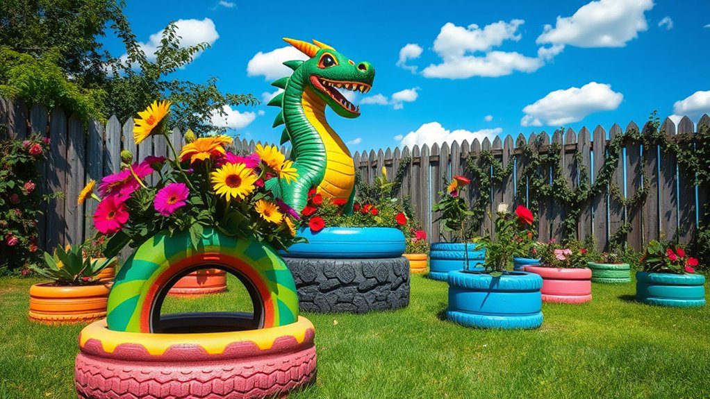 creative tire garden art