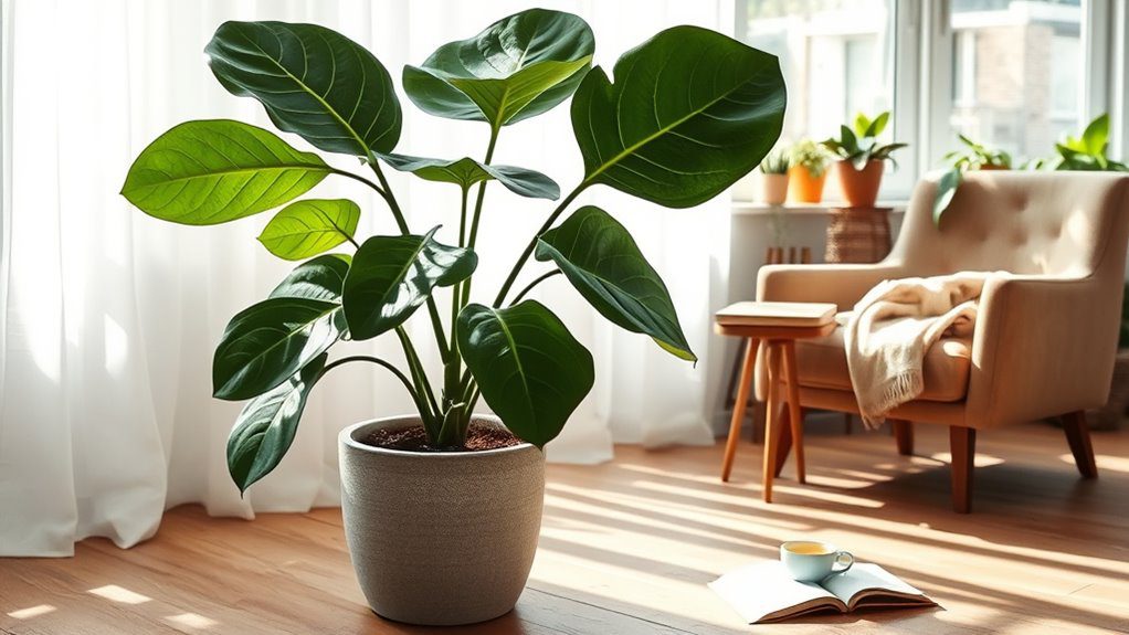 elegant large leaved houseplant
