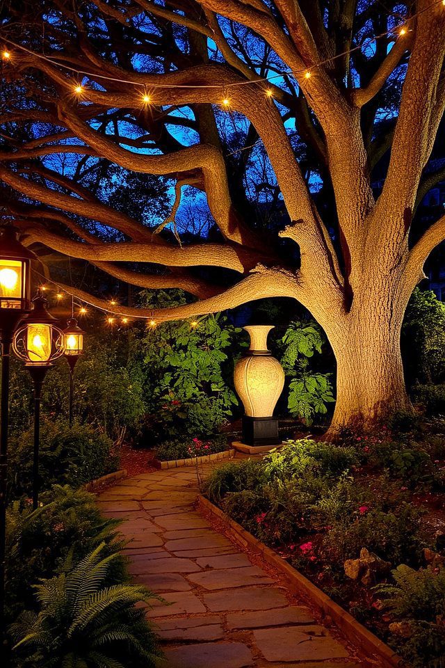 elegant outdoor lighting installation