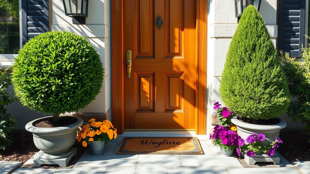elegant sculpted entryway greenery