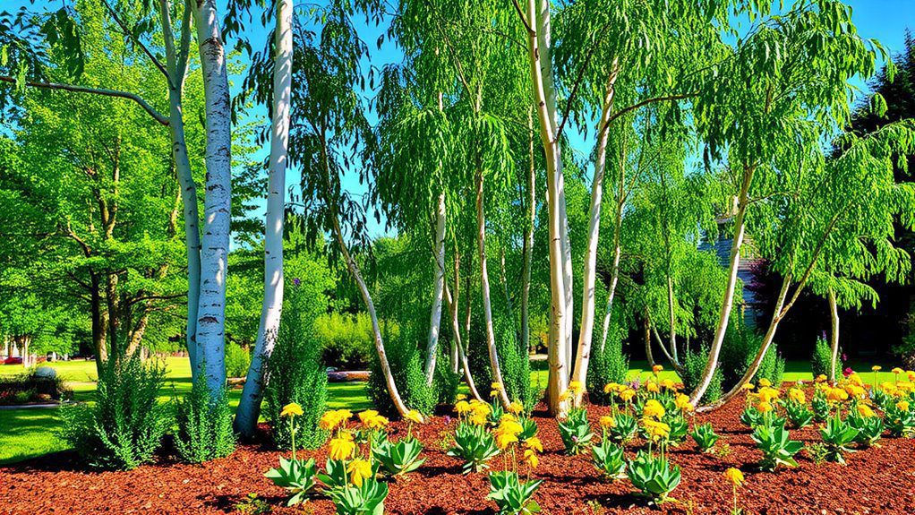 elegant white bark trees