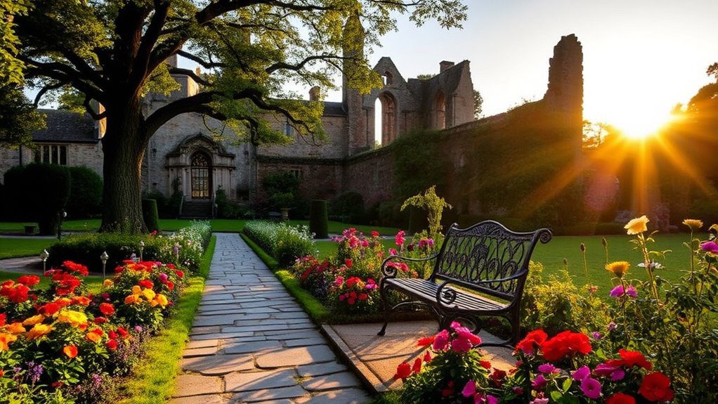 enchanting garden with ruins