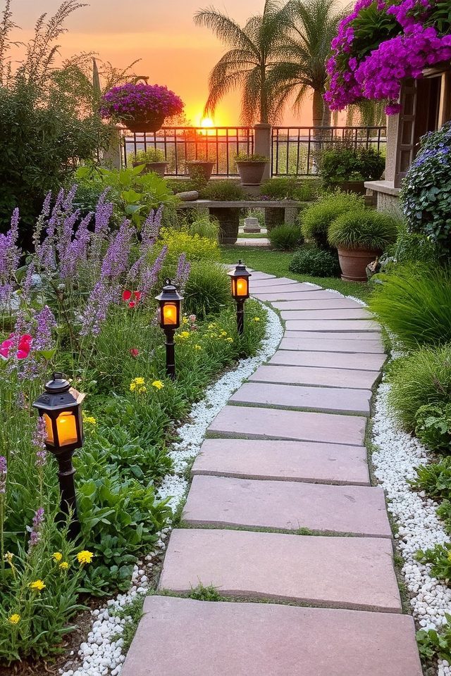 enchanting terrace garden pathway