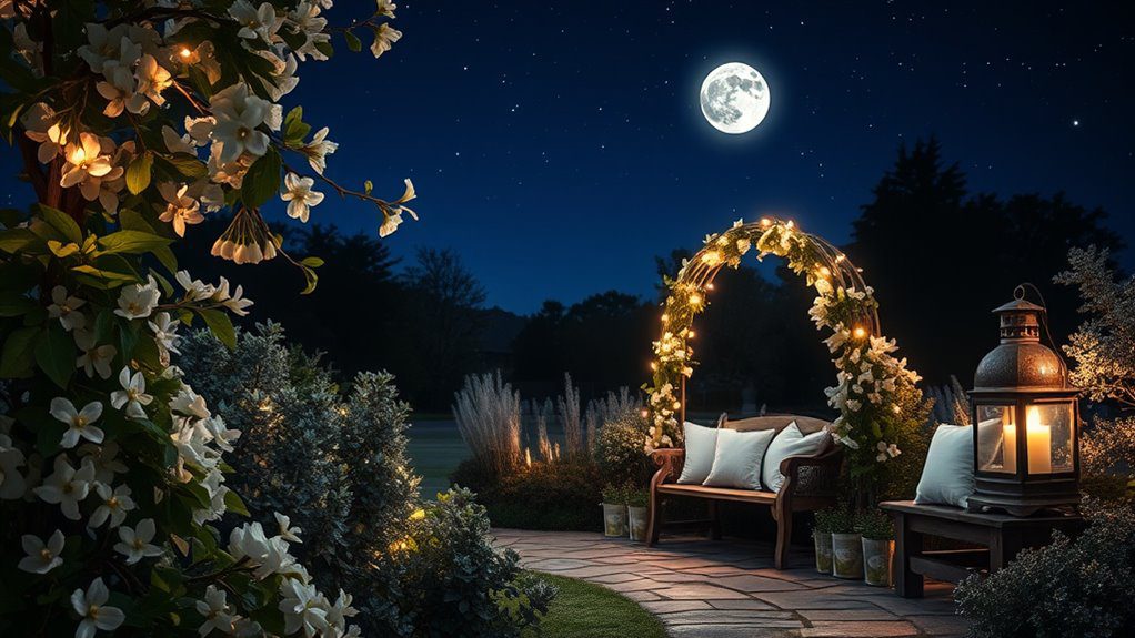 ethereal white night garden
