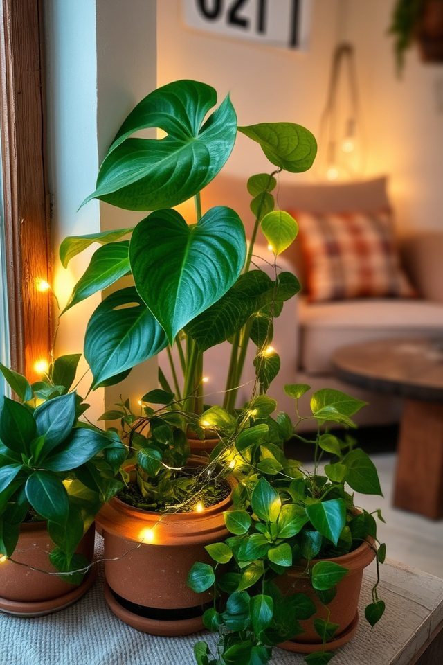 fairy lights enhance plants