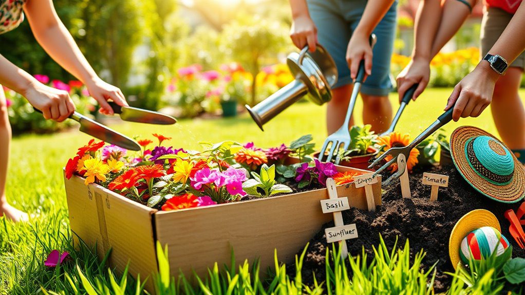 family garden planting session