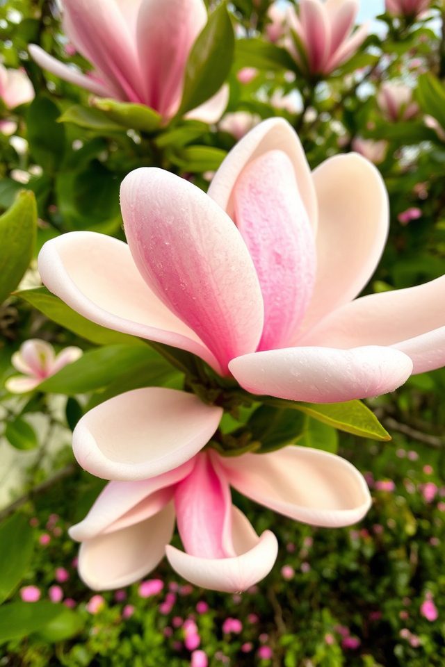 fragrant colorful magnolia blossoms