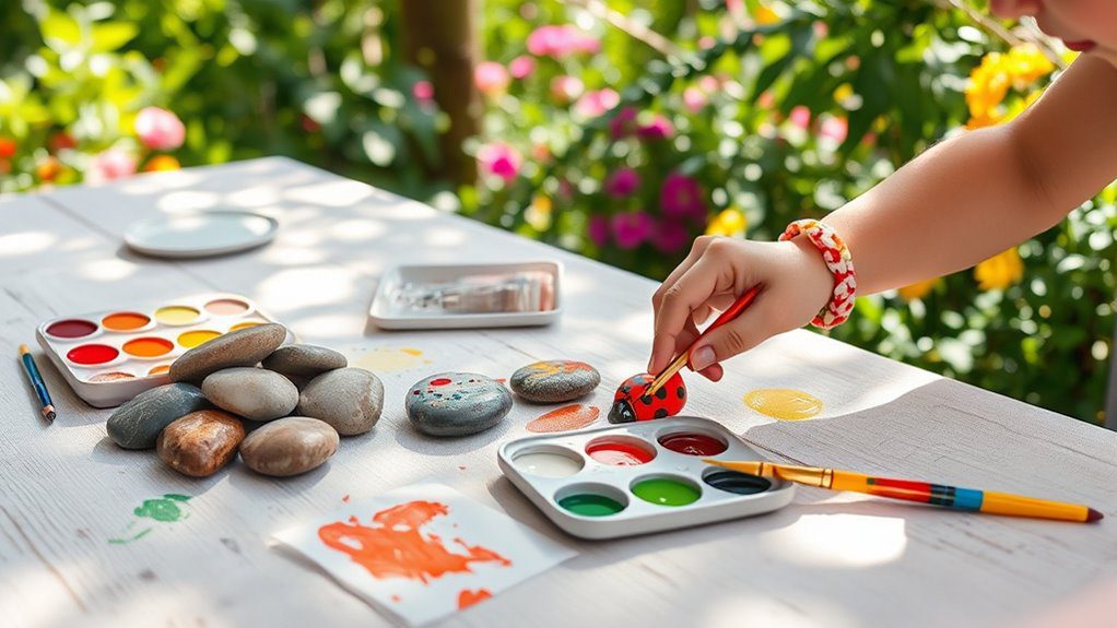 garden themed storytelling stones