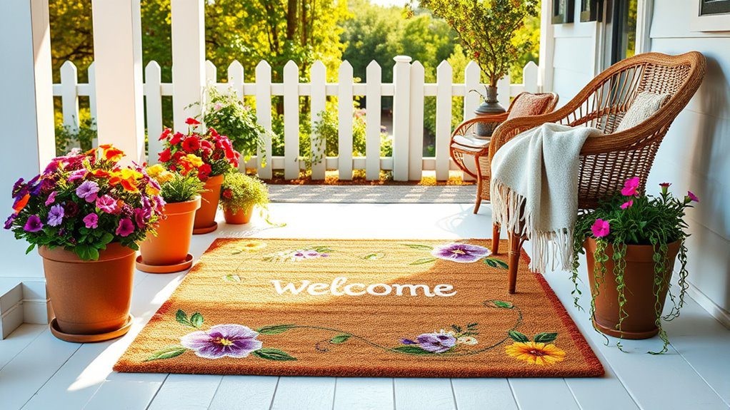 garden themed welcoming matting