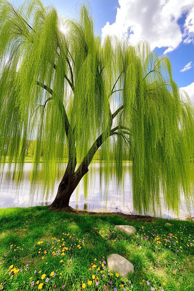 graceful drooping branches tranquility