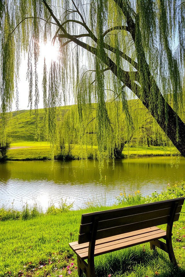 graceful tree near water