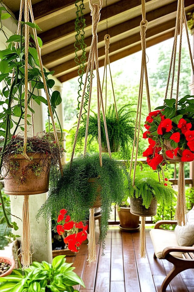 hanging planters add greenery