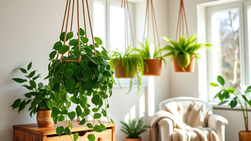 hanging planters add verticality