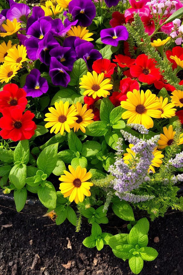 herb infused floral garden beds