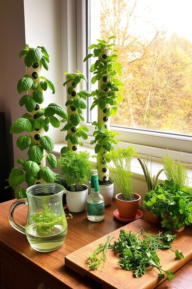 hydroponic herbs in containers