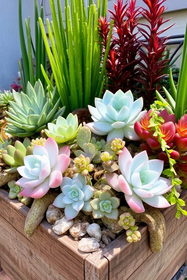 layered succulent garden design