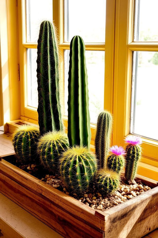 low maintenance cactus window boxes