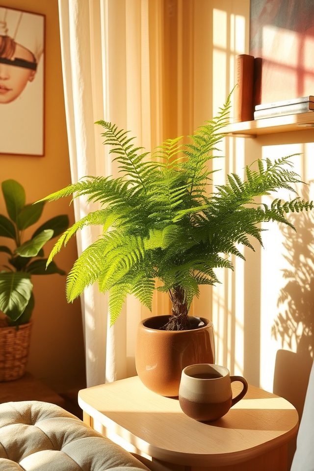 lush air purifying bedroom fern