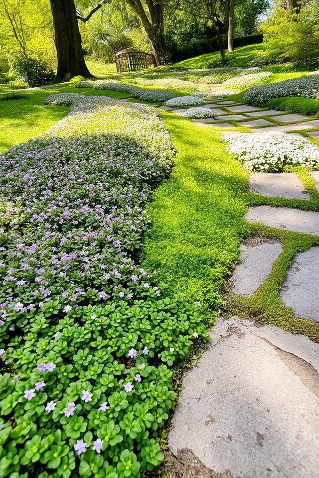 lush colorful walkway groundcovers