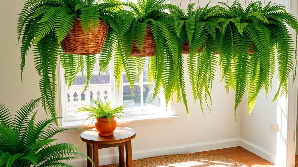 lush ferns for hanging baskets