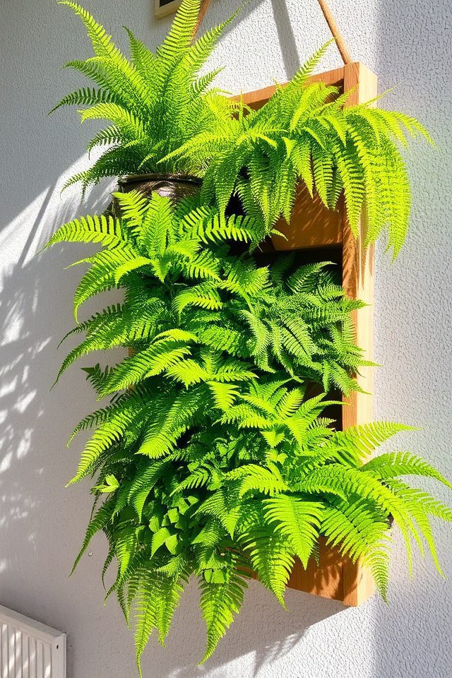 lush vertical fern planters