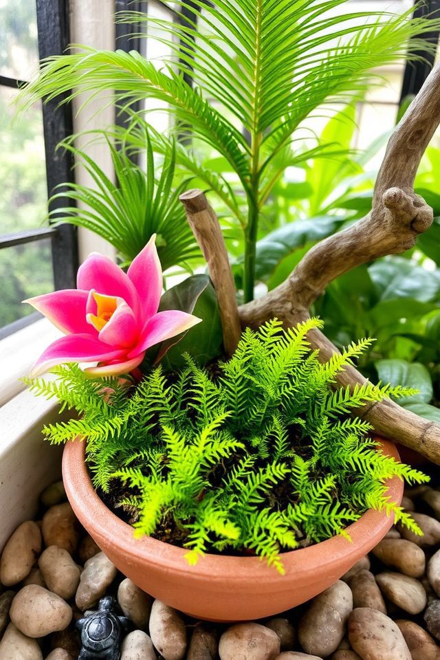 miniature tropical garden creation