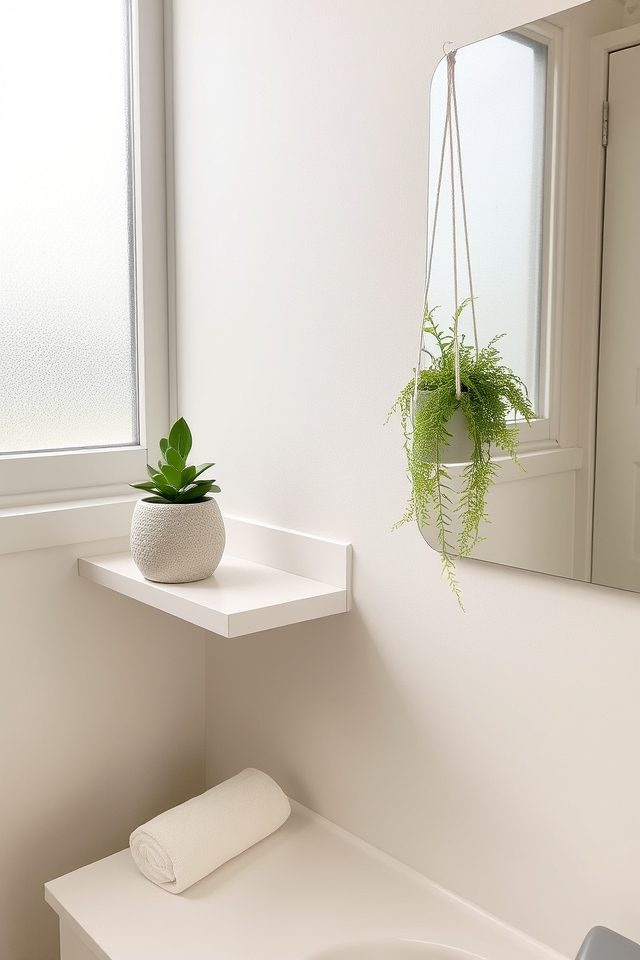 minimalist bathroom plant display