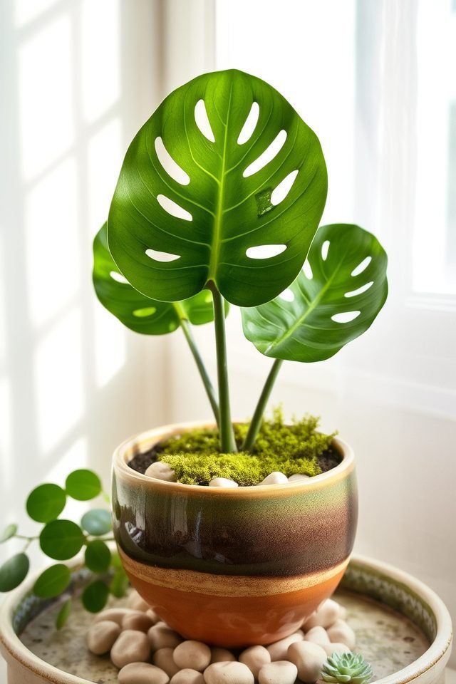 monstera in unique vessel
