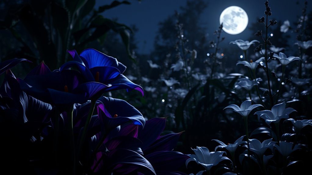 moonlit nocturnal garden beauty