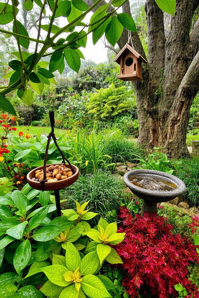 native plants and feeders