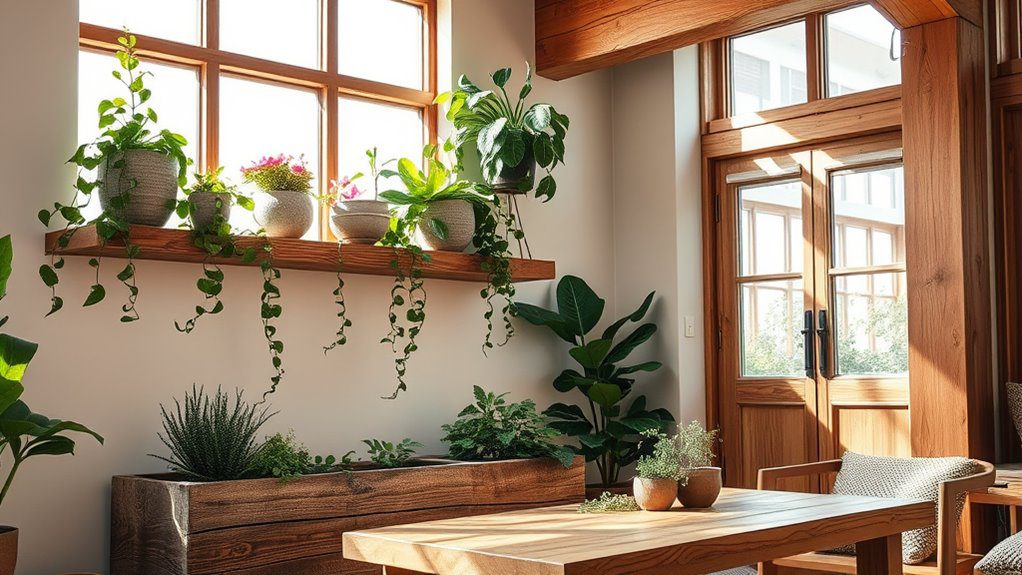 natural wood accents indoors