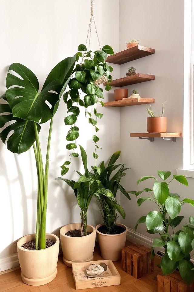 organized serene indoor plant nooks