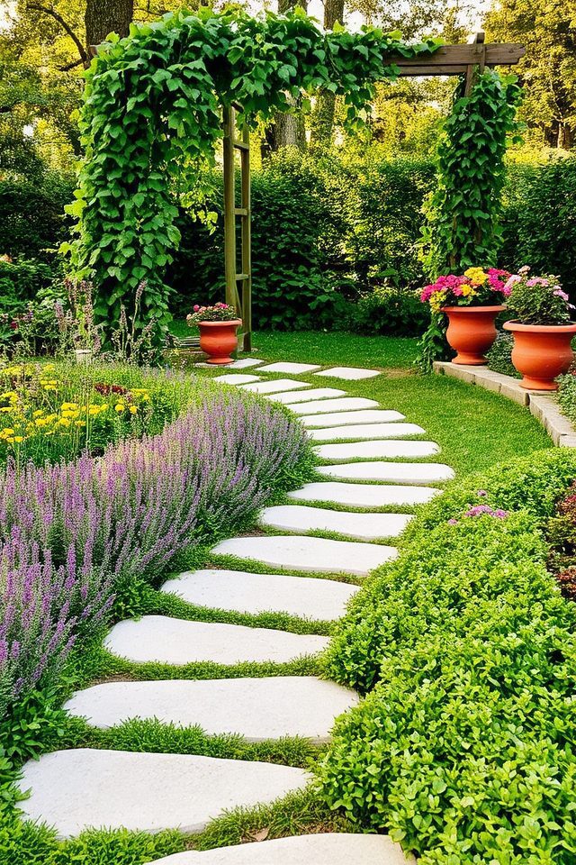 pathways with vibrant plants