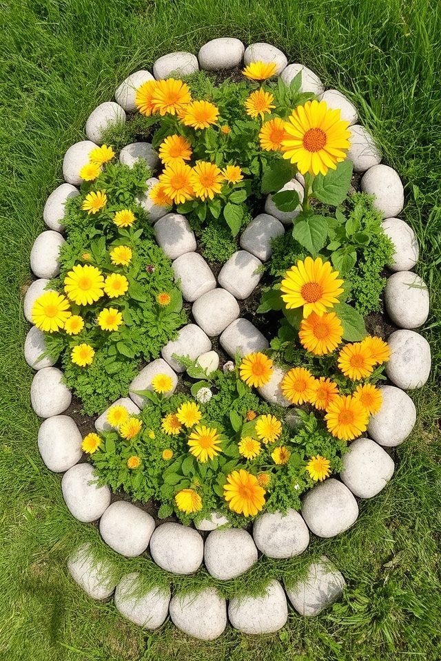 peace sign flower bed
