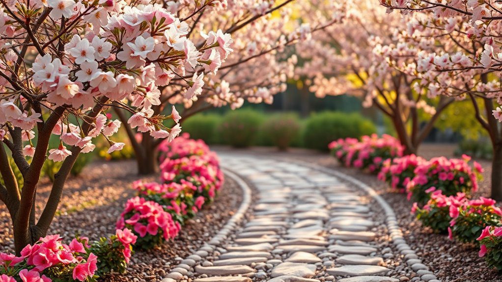 peach blossom garden pathway