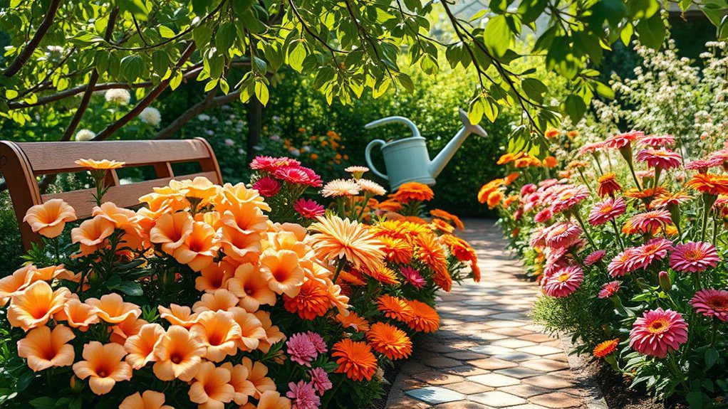 peach colored annuals enhance gardens